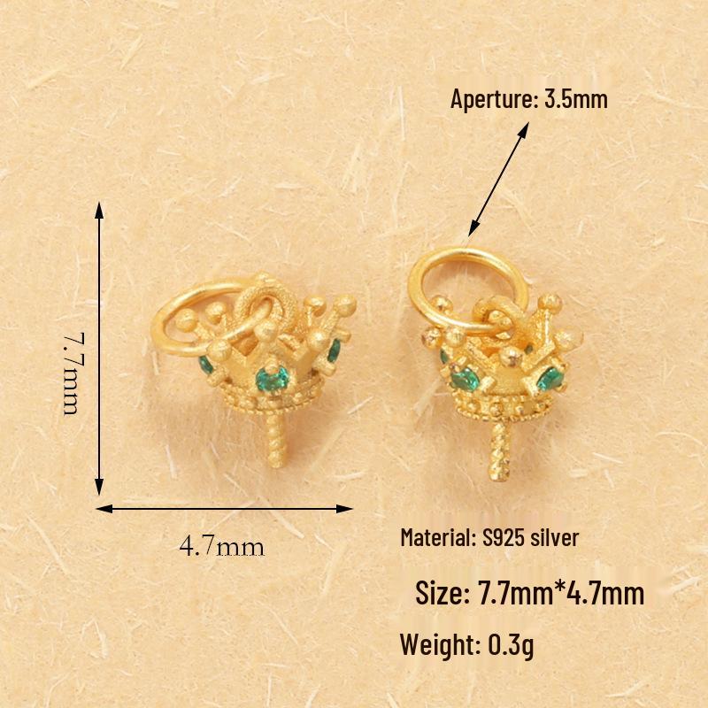 S925 Silver & 24K Gold-Plated Sapphire Pendant Charm with Clasp