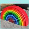 Regenbogen-Stapelklötze aus Holz für Kleinkinder mit Bastelspaß für die frühe Lernentwicklung