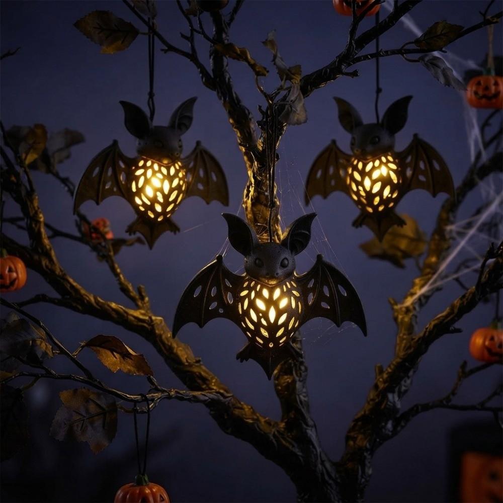 2PCS Openwork Gothic Style Halloween Bat Light Glowing Halloween Bat Lampshade  Ghost Festival