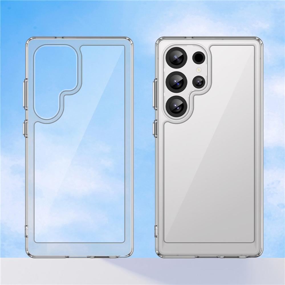 WANLONFENG MF2 Series For Samsung Galaxy S25 Ultra Case TPU Acrylic Clear Phone Cover with 2Pcs Tempered Glass Film