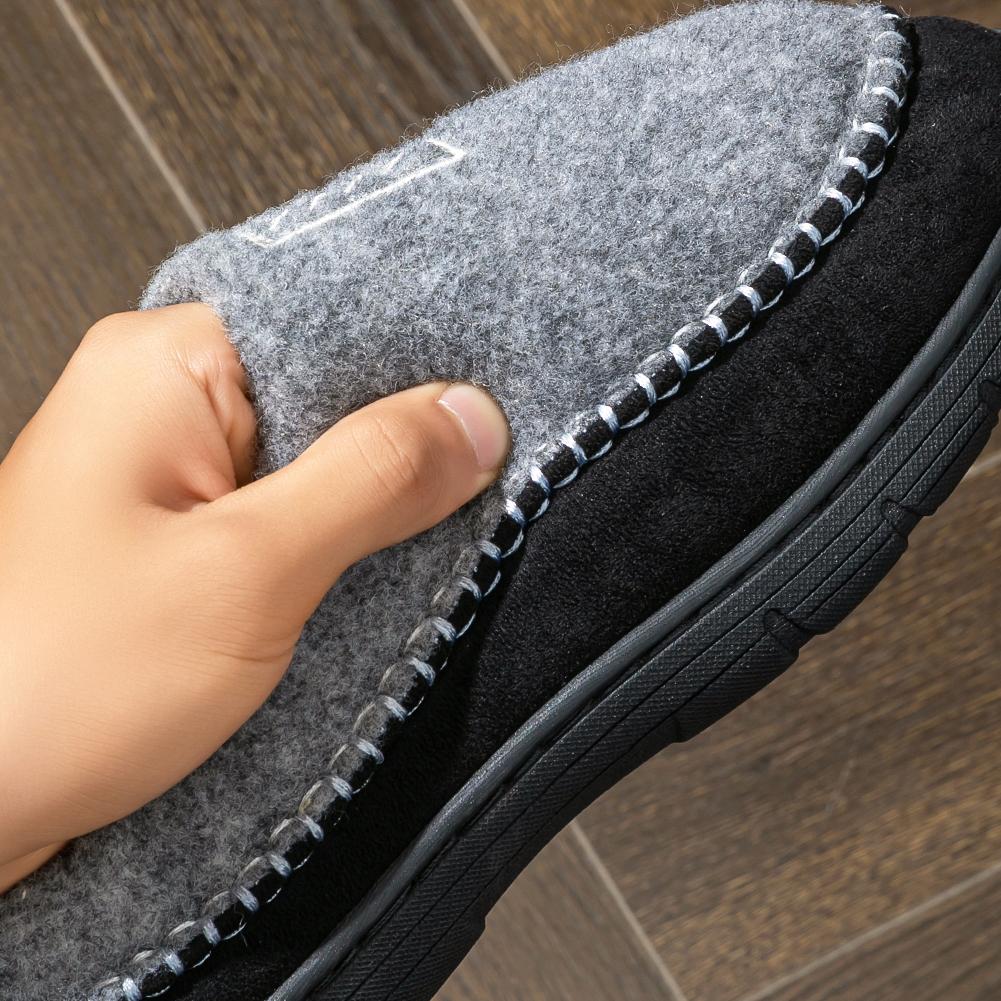 Outdoor Slippers For Men Casual Style Winter Plush Lined Warm Anti-slip Sole Home Shoes Cozy Memory Foam Fuzzy Upper Male Indoor Footwear