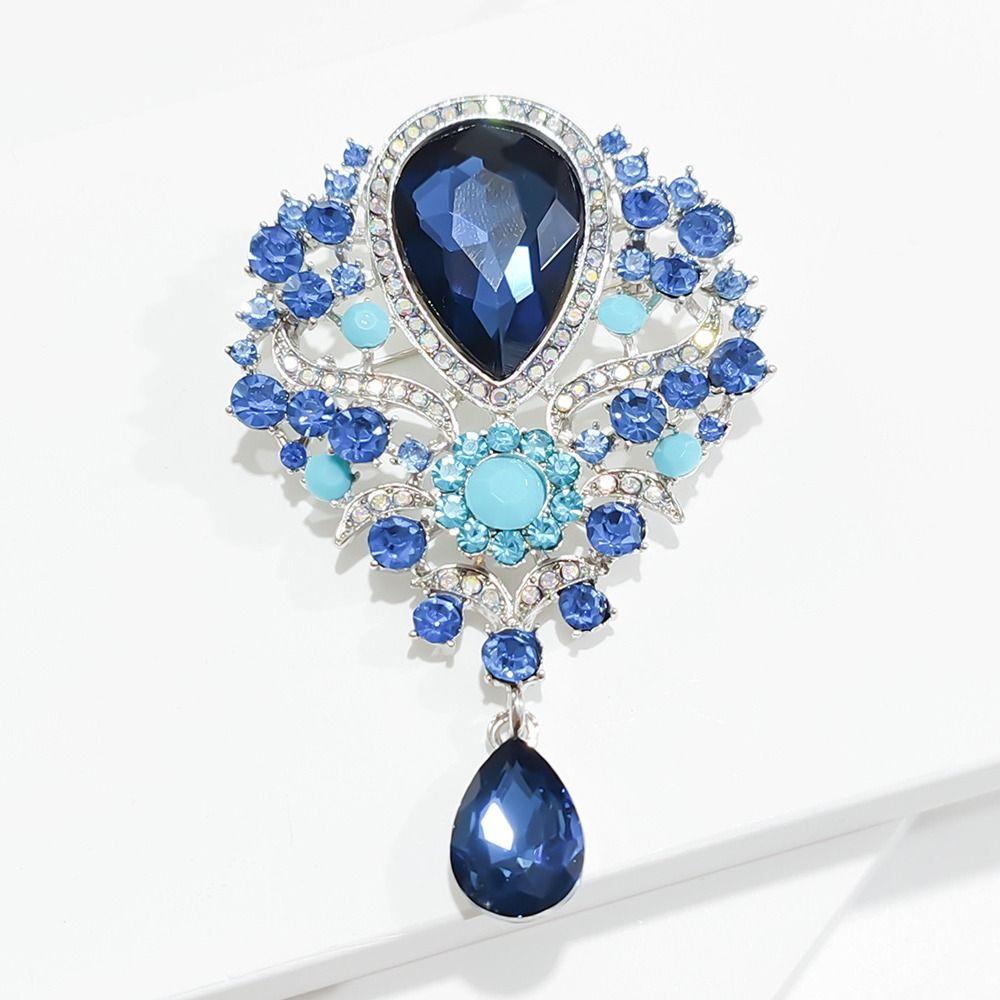 Trendy Clear Crystal Wedding Brooch Water Drop Shape DIY Crystal Rhinestone Brooch Flower Design Wedding Jewelry Party