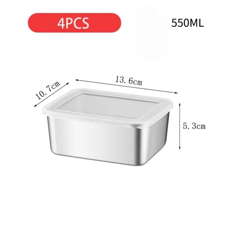 

1/4 шт. Нержавеющая сталь прямоугольная емкость для хранения продуктов с крышкой утолщенная квадратная тарелка поднос для свежего ланч-бокса контейнер
