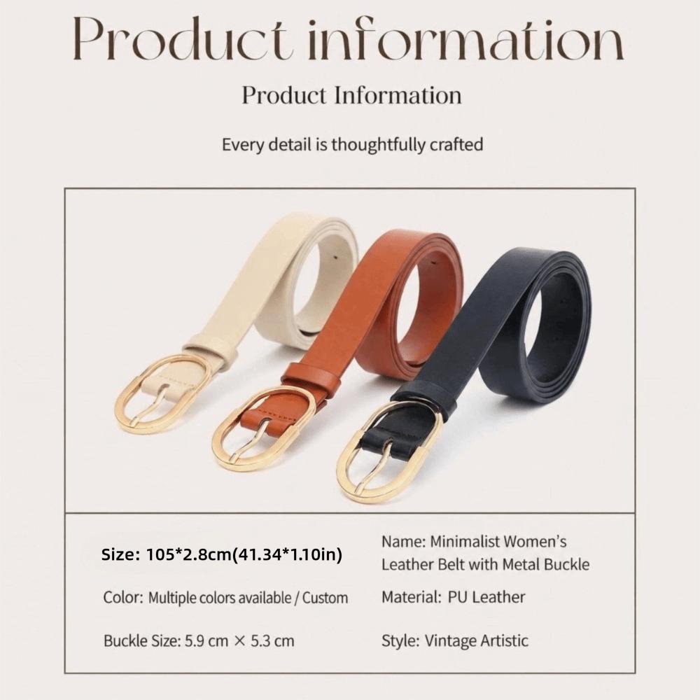 Versatile PU Leather Belt Slim Width Faux Leather Belt Minimalist Decorative Belt  For Women