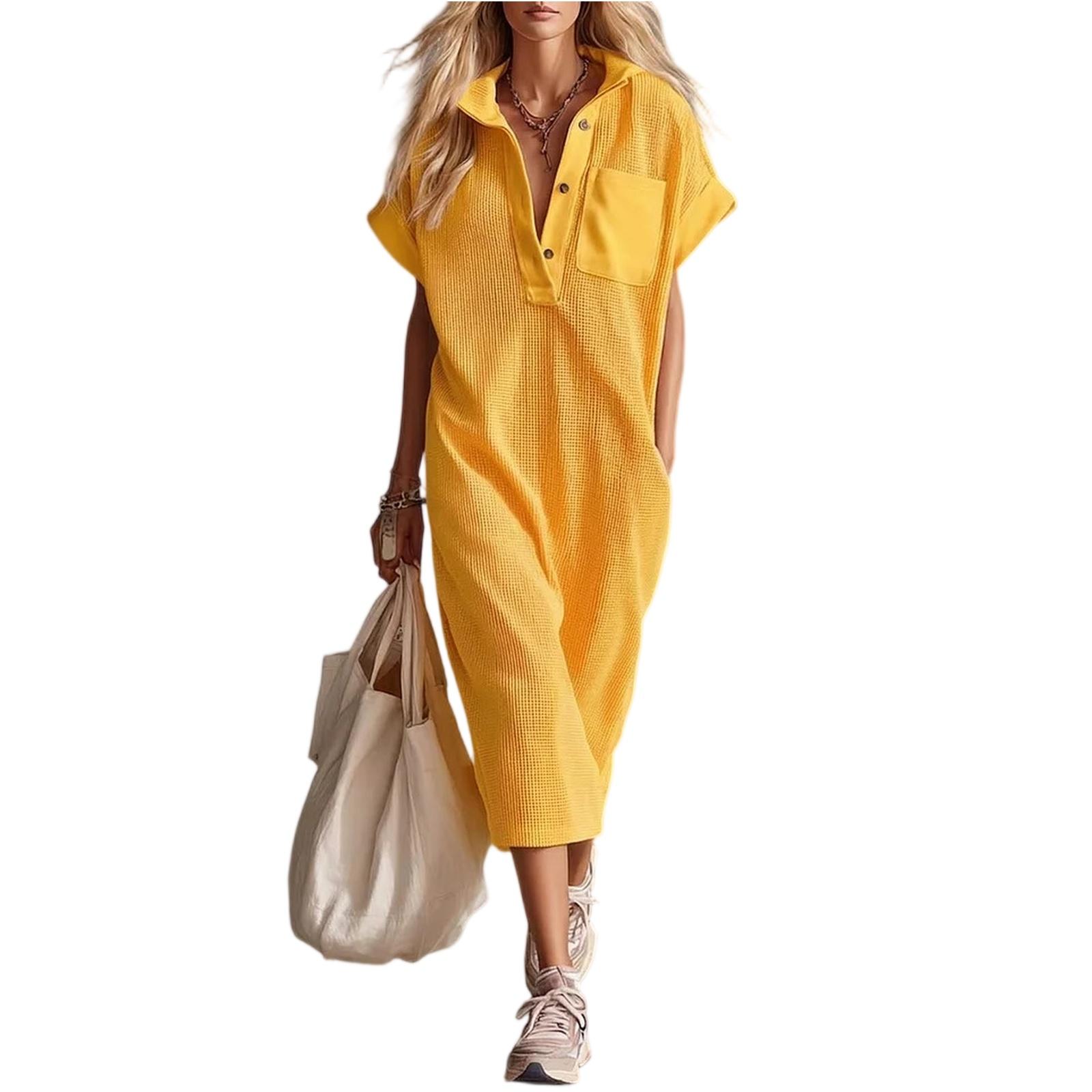 

Fashion Women s Short Sleeved Fashion Casual Dress For Women XL жовтий