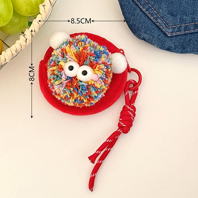 Creative Cute Fur Ball Coin Purse Cartoon Plush Doll Earphone Bag Key Pendant Backpack Hanging Decoration Couple Gifts