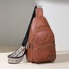 Women's Leather Chest Bag Solid Color Crossbody Bag Stitching Waist Bag Colorful Shoulder Straps