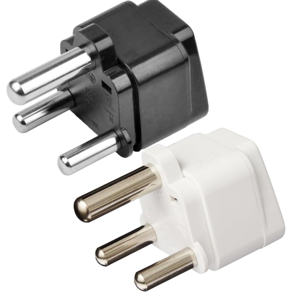 

Набор из 2-х вилок-переходников для зарубежных поездок, тип B3L, адаптер для розеток в ЮАР, Кейптаун, Йоханнесбург (Белый + черный)