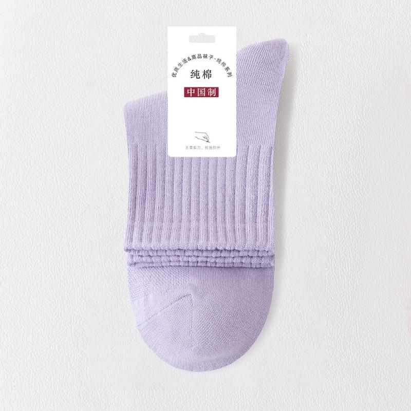 

Женские носки до середины икры из 100% хлопка, весенне-летние однотонные спортивные женские носки на все сезоны, модные женские носки, антибактериальные хлопковые носки 1 pair фиолетовый
