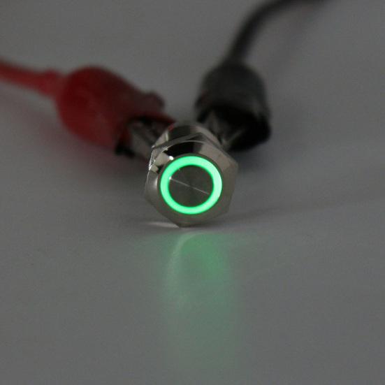 Puntos 12mm Green LED Light Metal Push Button Momentary Switch Boat Car Waterproof