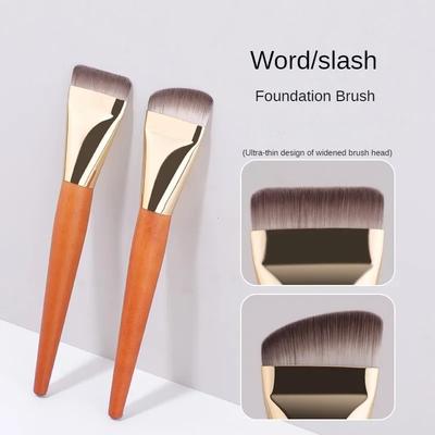Pincel de base ultrafino Pincel de contorno facial leve e fino Pincel de contorno plano Pincel de base cremoso para misturar pincéis de maquiagem