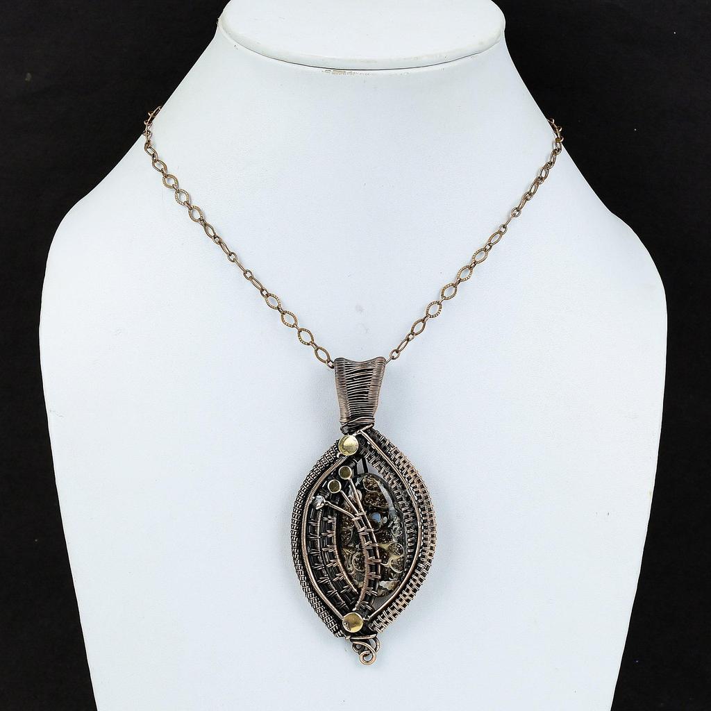Pendentif Agate Turritelle Pendentif Enveloppé de Fil de Cuivre Pendentif Pierre Précieuse Bijou Agate Turritelle Pendentif Fait Main Pour Cadeau Bijou en Fil de Cuivre