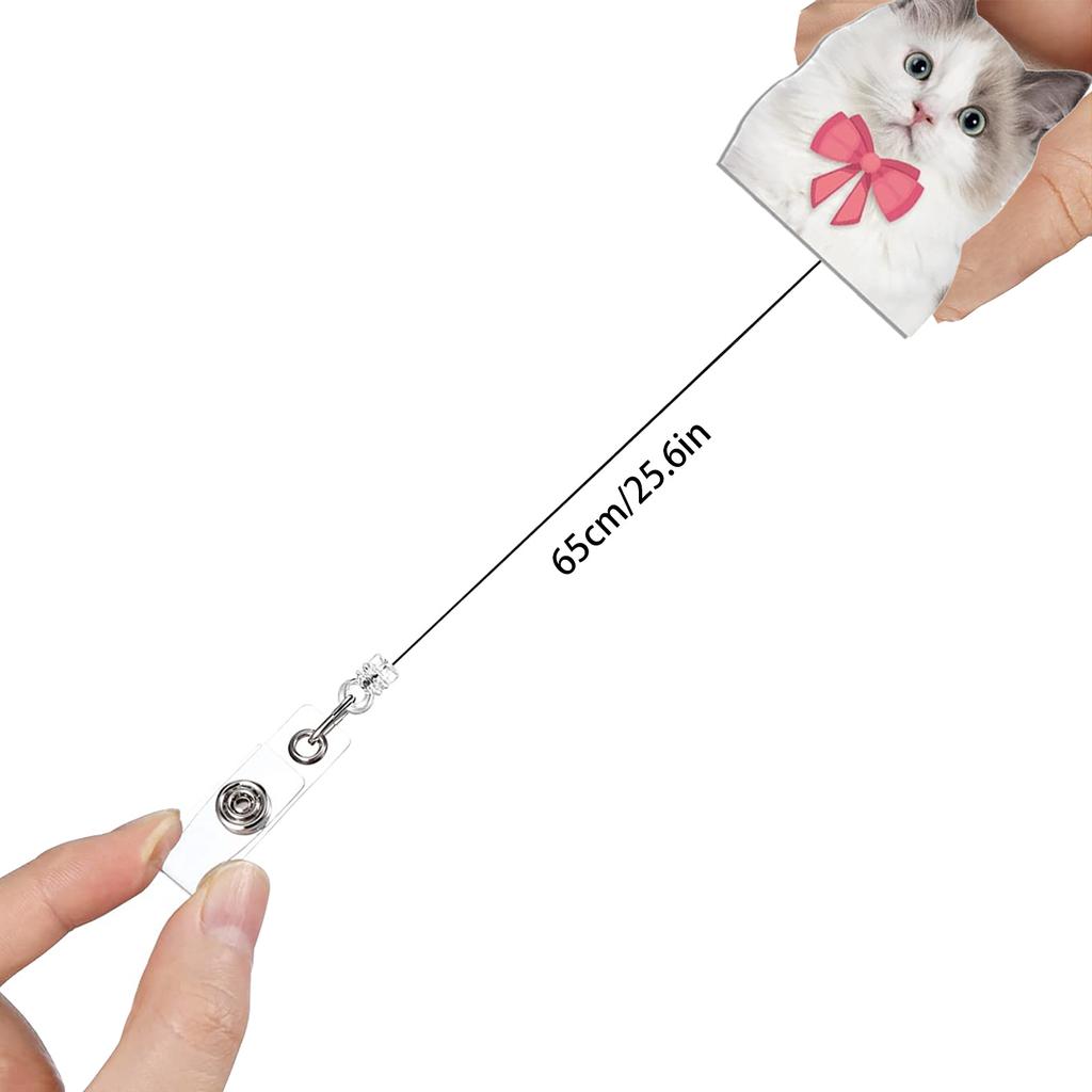 Bowknot Cat Cute Badge Holder Retractable Keychain Badge Reel Id Card Hoder Name Tag For Doctore Nurse Worker Students
