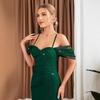 Off-Shoulder Spaghetti Strap Fishtail Evening Dress with Slit - New Slim Fit Gown for Annual Meeting or Special Events 2025
