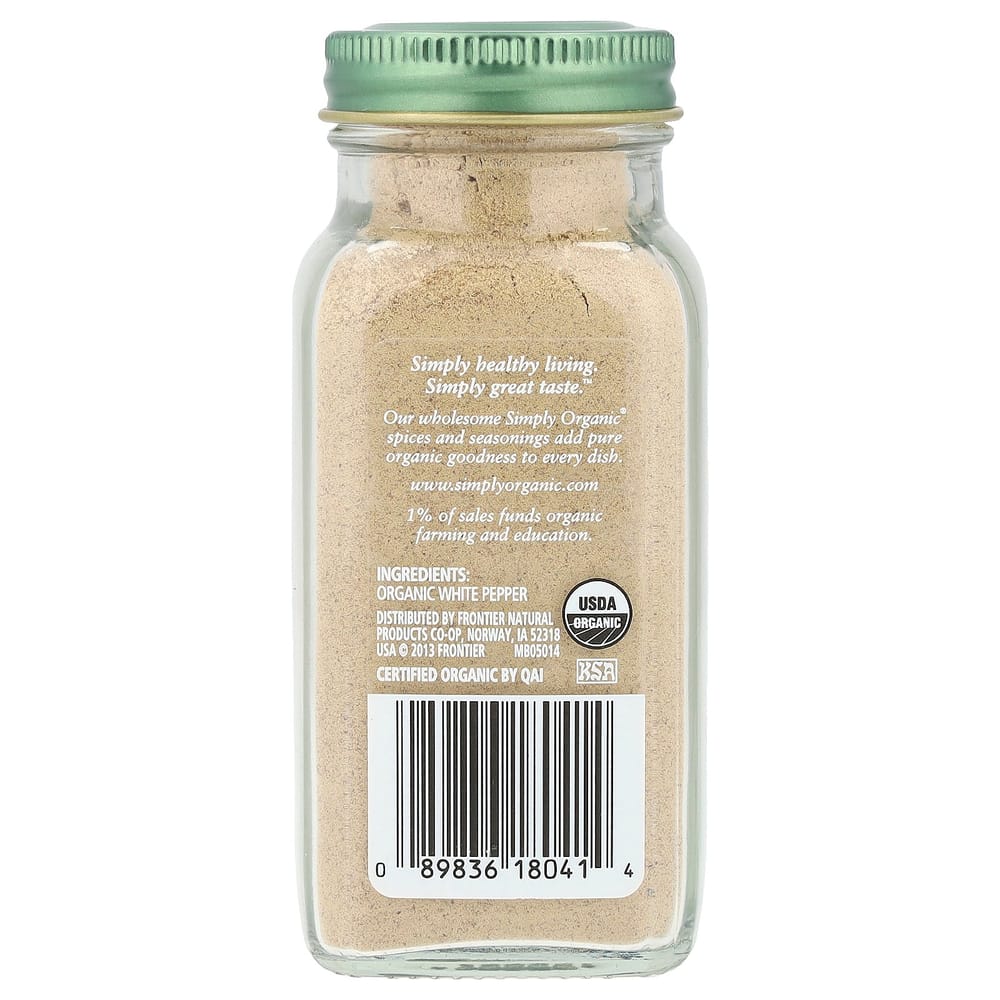 Simply Organics White Pepper, 81g (2.86oz)