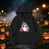 Kids Halloween Printed Hoodie, Loose Fit Casual Pullover for Boys Girls