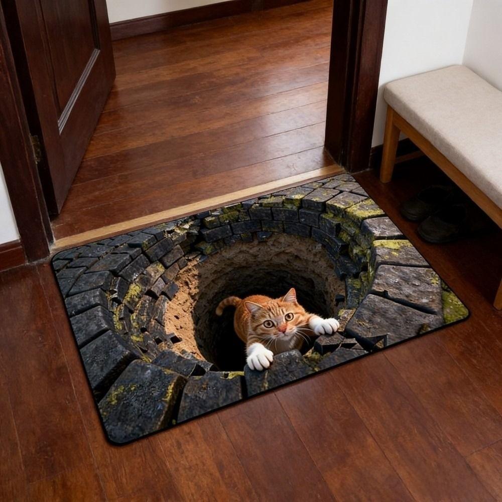 3D Flat Optical Illusion Doormat Non-slip Abrasion-resistant Bathroom Carpet Water-absorbing Durable Bedroom Door Rug Home