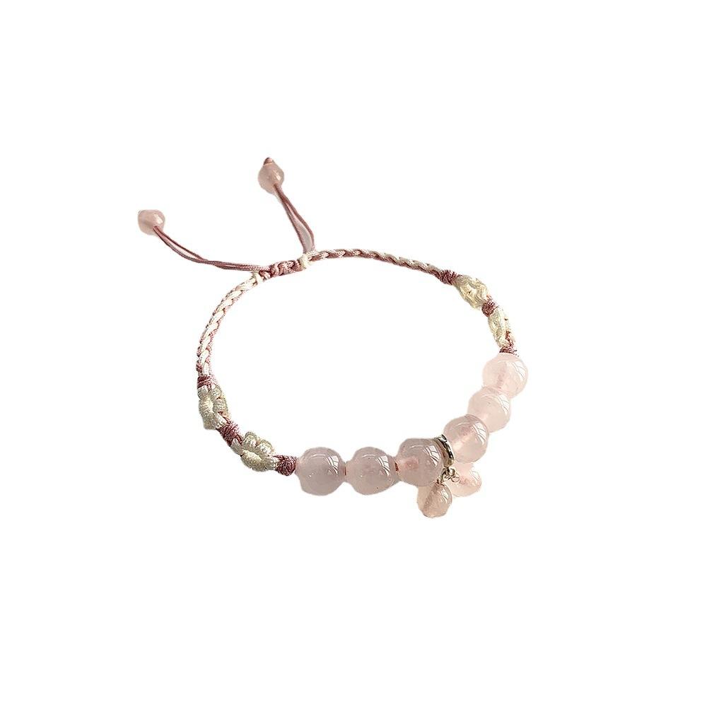 Half-sugar peach natural pink crystal bracelet9Silver Braided Bracelet for Girlfriends Factory-supplied amethyst