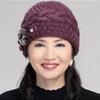 Middle Aged and Elderly Hats for Women In Winter Warm Grandma Hat Mother Hat Old Lady Plus Velvet Thick Wool Knitted Hat
