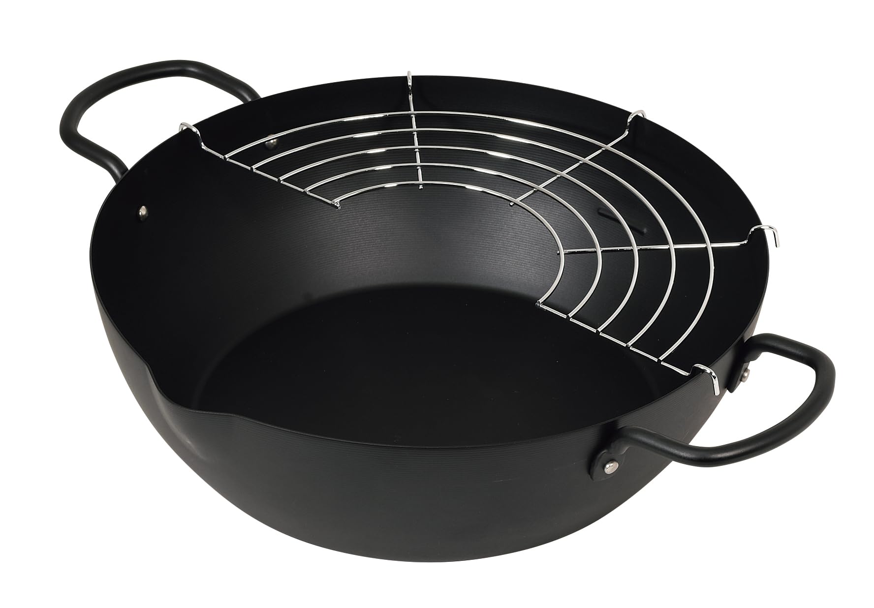 Горшок для темпуры Pearl Metal, 28 см, с двумя ручками, с ситом, Железный, Фритюрница, Темпура, Burnista HC-950