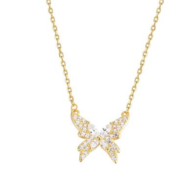 925 Sterling Silver Clavicle Chain Zircon Collar Butterfly Charm Necklace Pendant For Women Girls Wedding Jewelry Gift Dz358