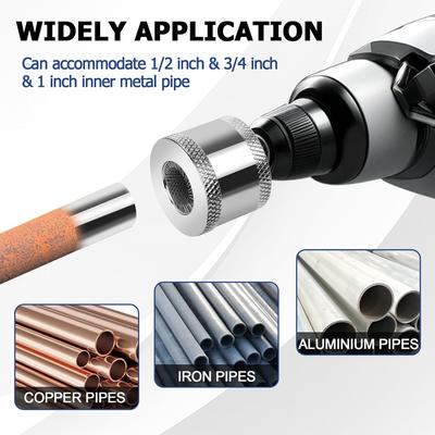 Replaceable Blades Included 1/2" 3/4" 1" Metal Copper Pipe Cleaner Set, Tube Cleaning Brush For Power Cleaning
