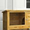 Houten Konijnenhok 2 Verdiepingen met 3 Deuren Uitschuifbare Lade Hellingbaan Asfalt Dak 85 x 50 x 80 cm Geel