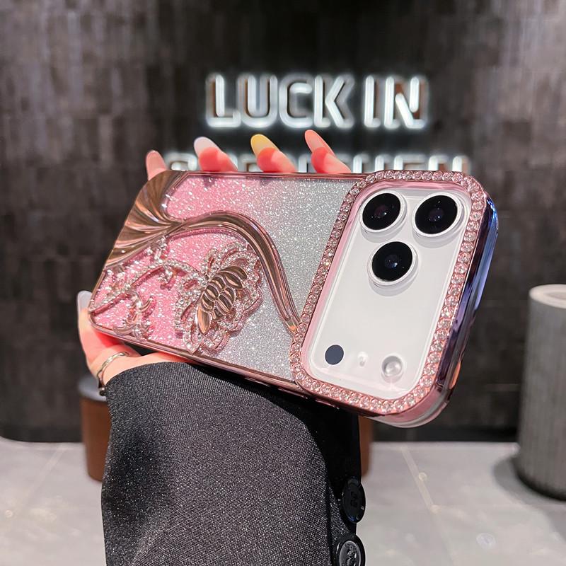 Glitter Diamond Floral Vine Electroplated Protective Case for iPhone 17 Pro Max