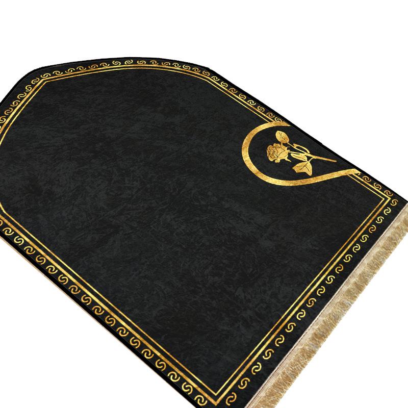Solid Color Velvet Diamond Floor Mat: Gold, Non-Slip, Thickened with Tassels