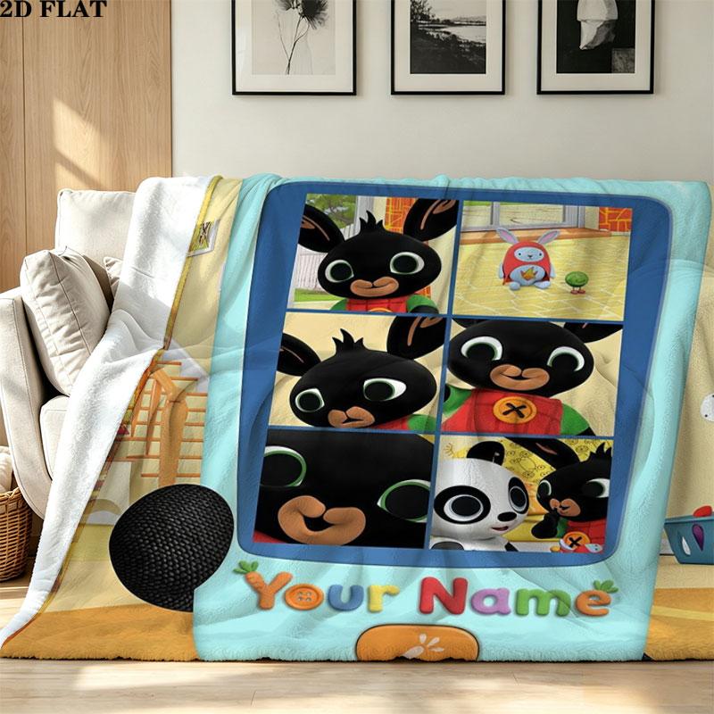 1PC Bing Custom Name Patterned Flannel Blanket Suitable For All Seasons for Home Decor Warmth and Comfort Gifts Holiday Present