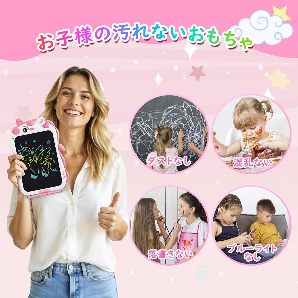 POPERFUN LCD Zeichen Einhorn Elektronisches Memo Kinder Zeichen Boogie Lern Geschenk für Mädchen und Rosa 8,5-Zoll Tafel, Design, Pad, Spielzeug, Tafel, Tafel,