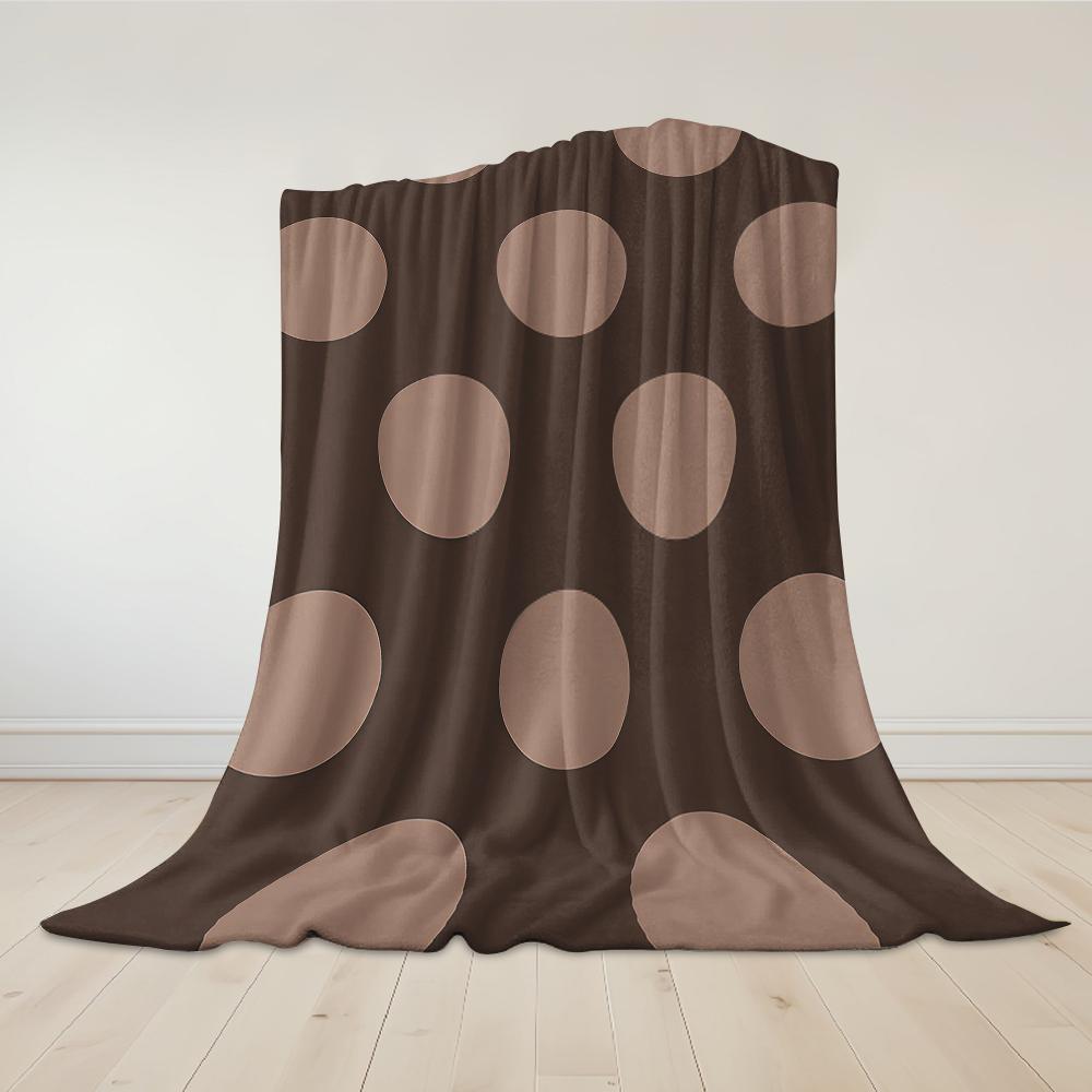 Brown Background With Dots Flannel Blanket Warm Soft Halloween Christmas Couch Warm Cozy Decorative Decor Gift For All Season