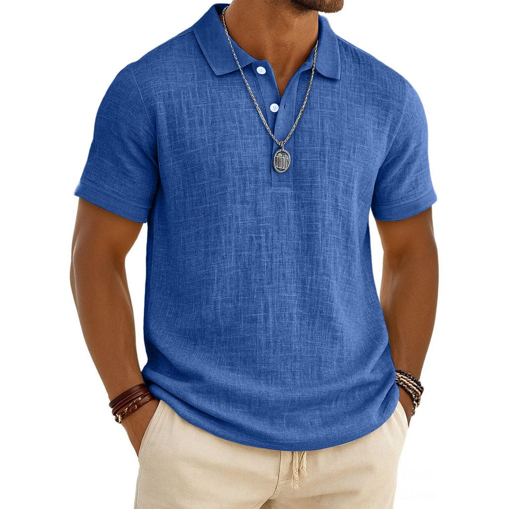 VEZFAA Damenmode, lässig, Sommer, Frühling, einfarbig, kurzärmelig, Polo-Ausschnitt, Blusen und Hemden