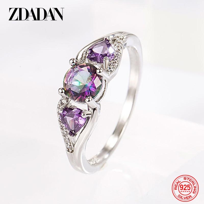 925 Sterling Silber Herz Zirkon Ring für Damen Mode Schmuck Accessoires Geschenk