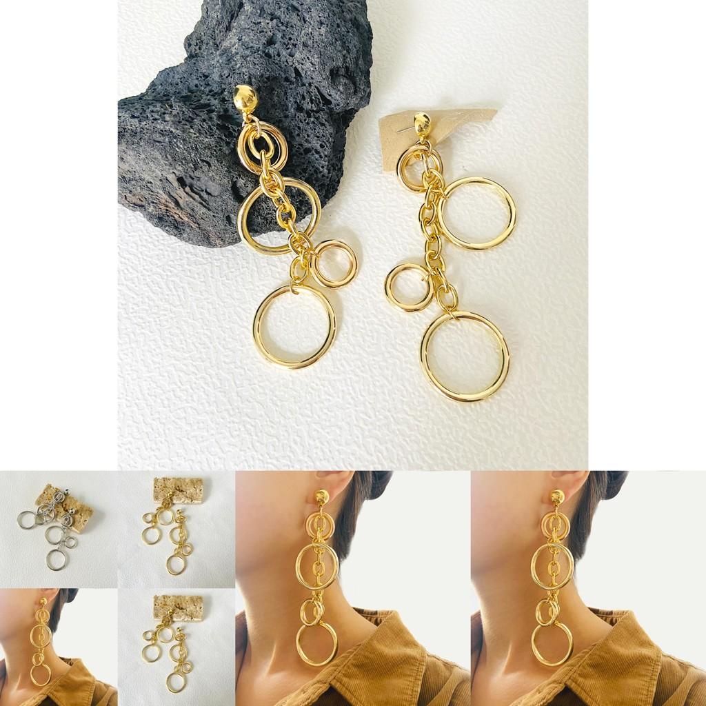 Fashionable 2023 Summer Long Geometric Circle Earrings For Women Vintage Alloy Asymmetrical Design