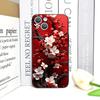 Retro Künstlerisches Rotes Blume Pflaumenblüte Muster Handyhülle für iPhone 17 16 12 11 14 Plus 13 15 Pro Max Mini X XS XR Weiche Hüllen