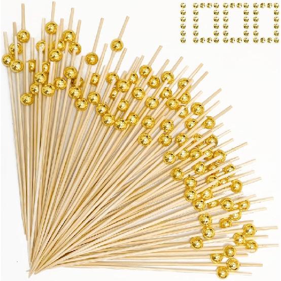 1000 Pieces Cocktail Picks Fancy Toothpicks for Appetizers 4.7 Inch Bamboo Cocktail Sticks Appetizer Skewers for Drinks, Fruit, Charcuterie, Wedding