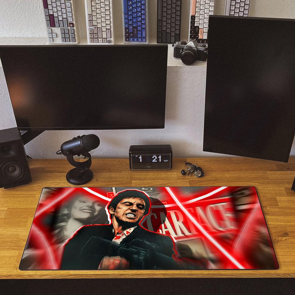 Film Scarface Tony Montana Mouse Pad Large Desk Mat Keyboard Ergonomic Office Rubber PC Non-slip Anti-fray Home Custom