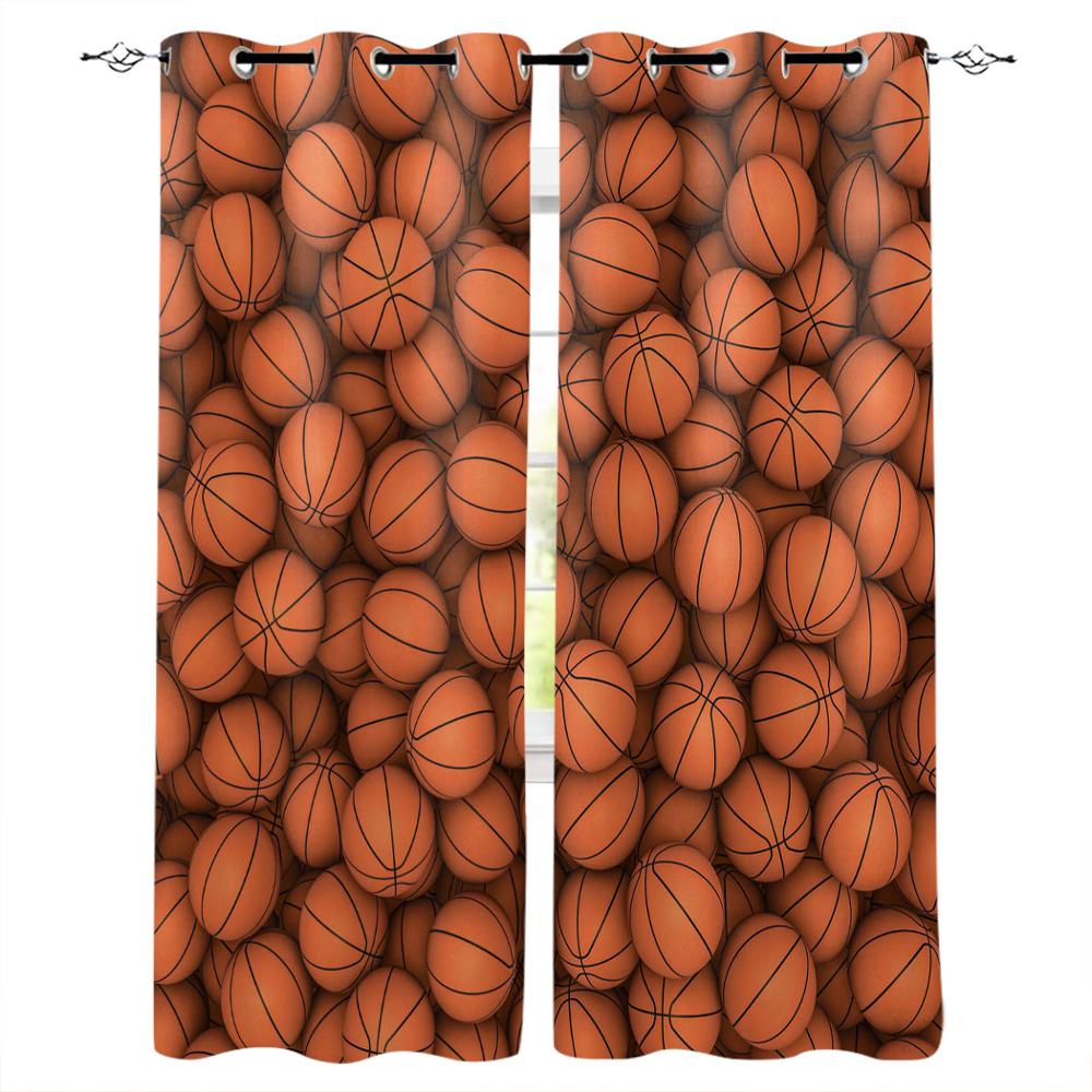 Brennender Basketball Gelber Flare Kunst Schlafzimmer Küche Fenster Vorhänge Vorhänge Für Wohnzimmer Dekorative Artikel