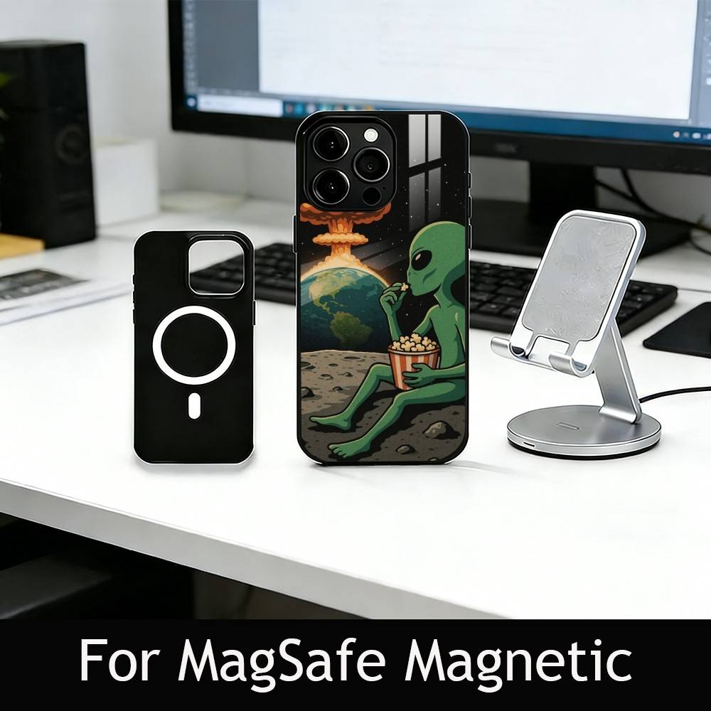 F-Funny A-Alien Phone Case For iPhone17,16,15,14,13,12,11 Plus,Pro Magnetic For Magsafe Wireless Charging