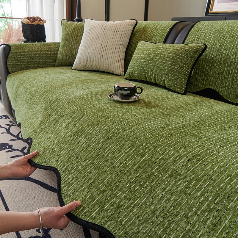 New Special-Shaped Sofa Cushion, Universal In All Seasons, Non-Slip And Dirt-Resistant Seat Cushion, Retro Green Sofa Cover Cover Cloth Towel