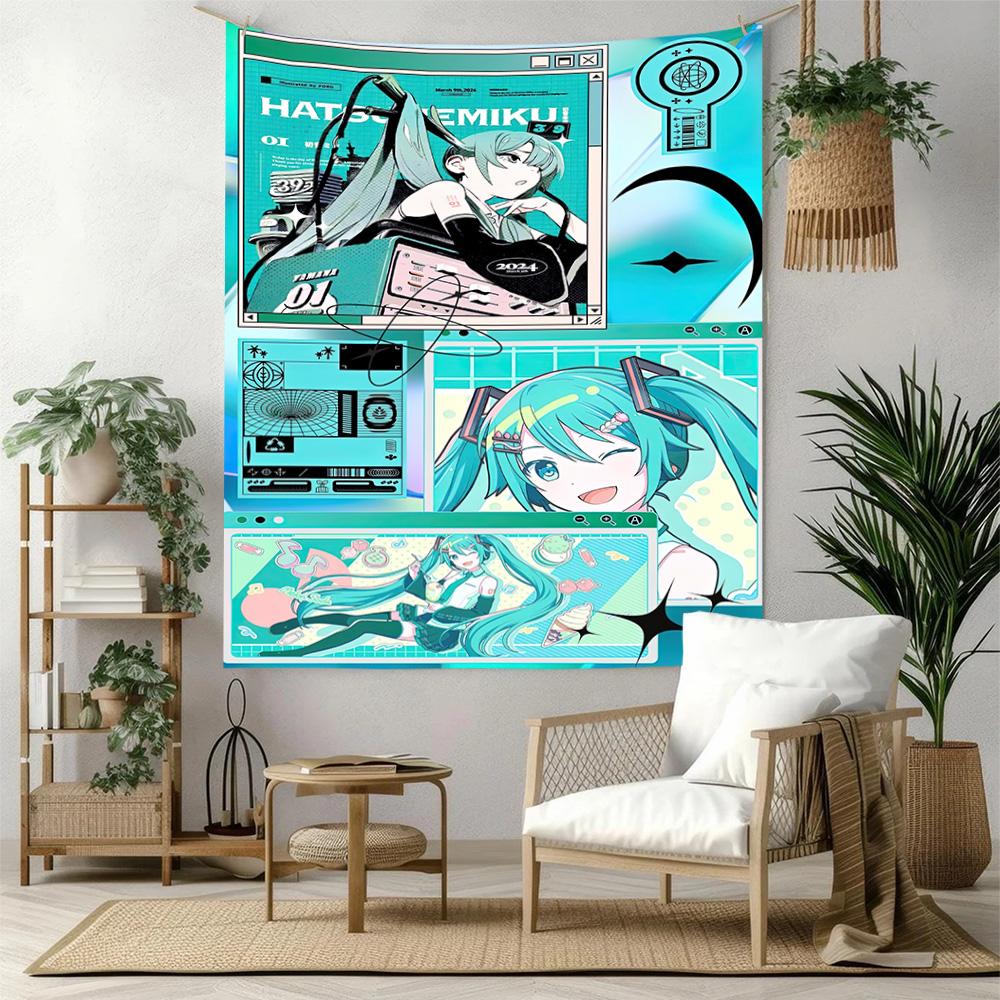 Hatsune Miku Wall Decor Tapestry Art For Pet Memorial Birthdaywedding Party Backdrop Family Gift