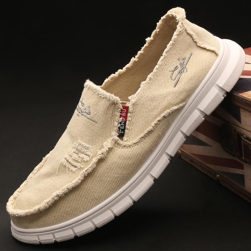 Chaussures pour hommes Chaussures décontractées en toile pour hommes Polyvalentes automne respirantes semelles souples Chaussures tendance printemps Chaussures plates Ouvert