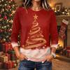Women's Christmas Print Long Sleeve Neck Pullover Top