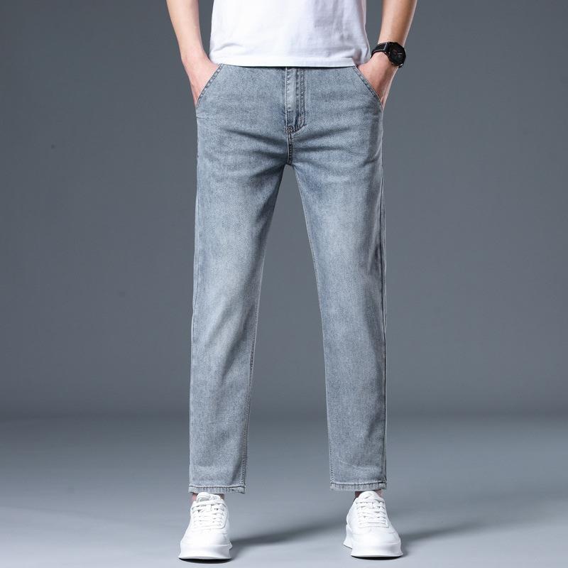 New Slim Jeans Men's Stretchy Slim Feet 9-point Casual Pants