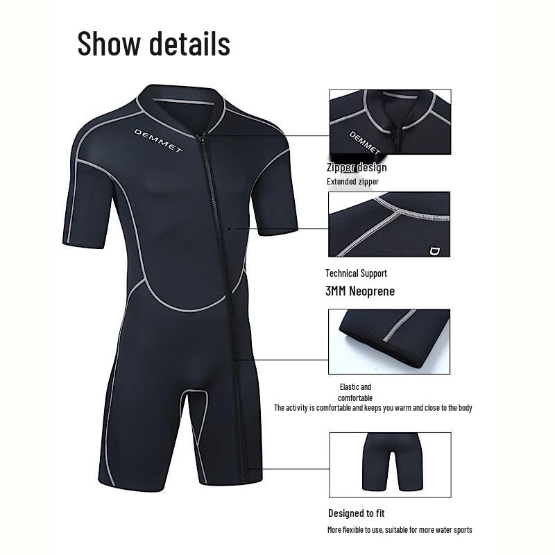 Longchan Men's Short Sleeve Diving Wetsuit