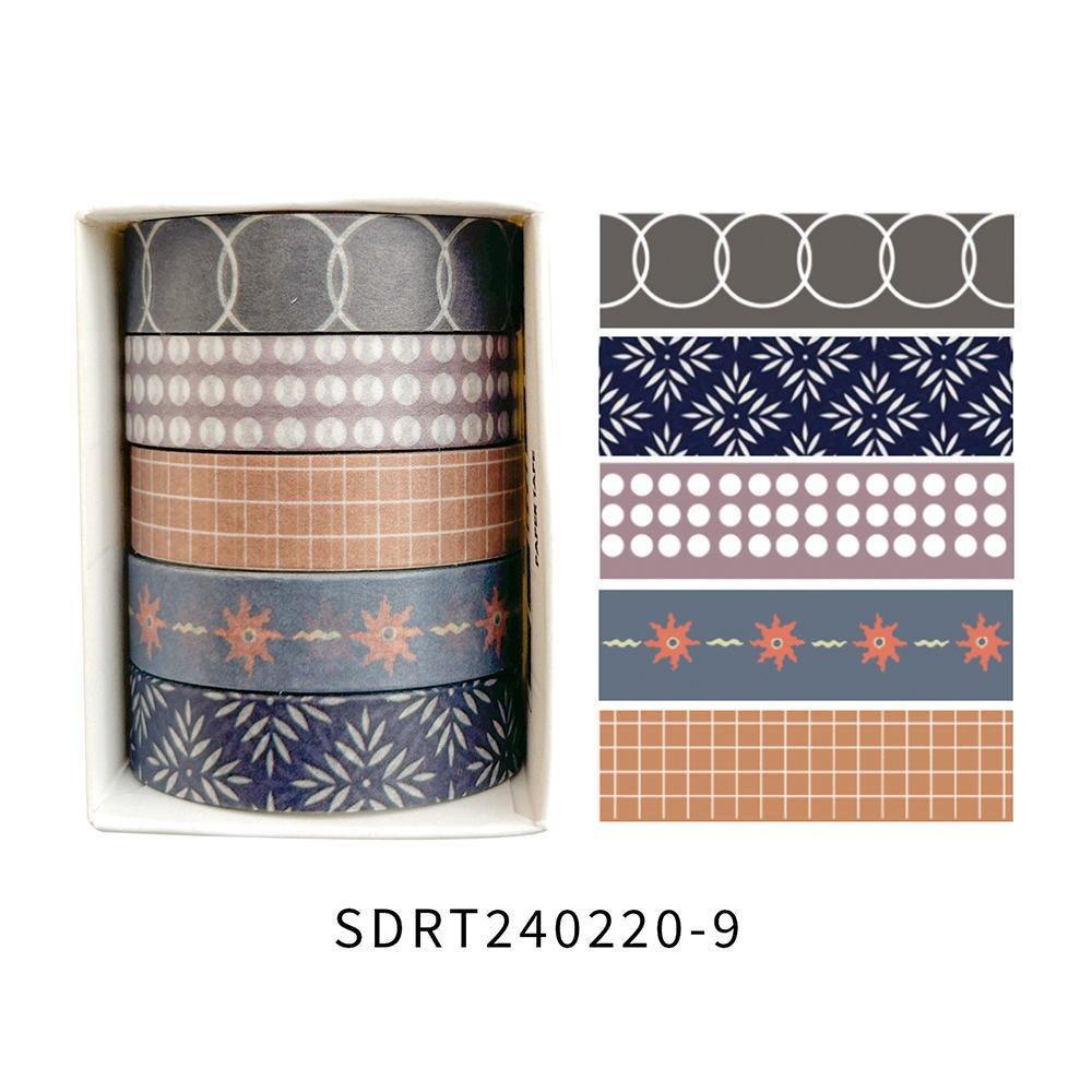 One Box/5 Rolls Retro Art Handheld Stickers High Beauty Film Cute Packaging Basic DIY