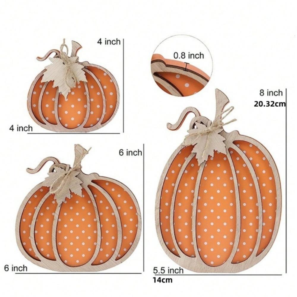 3pcs, Fall Decor, Wooden Autumn Pumpkin Fall Decorations For Home Shelf Mantel Table Decor Pumpkins Of Three Sizes Fall Season