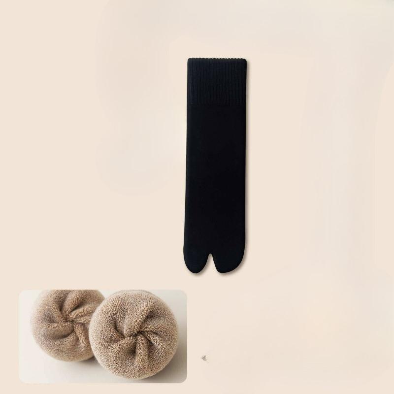 Winter and Autumn Thickened Men's Two-toe Socks, Cotton Socks with Wool Rings, Towel-style Split-toe Mid-length Warm and Odor-resistant Pig-toe Socks