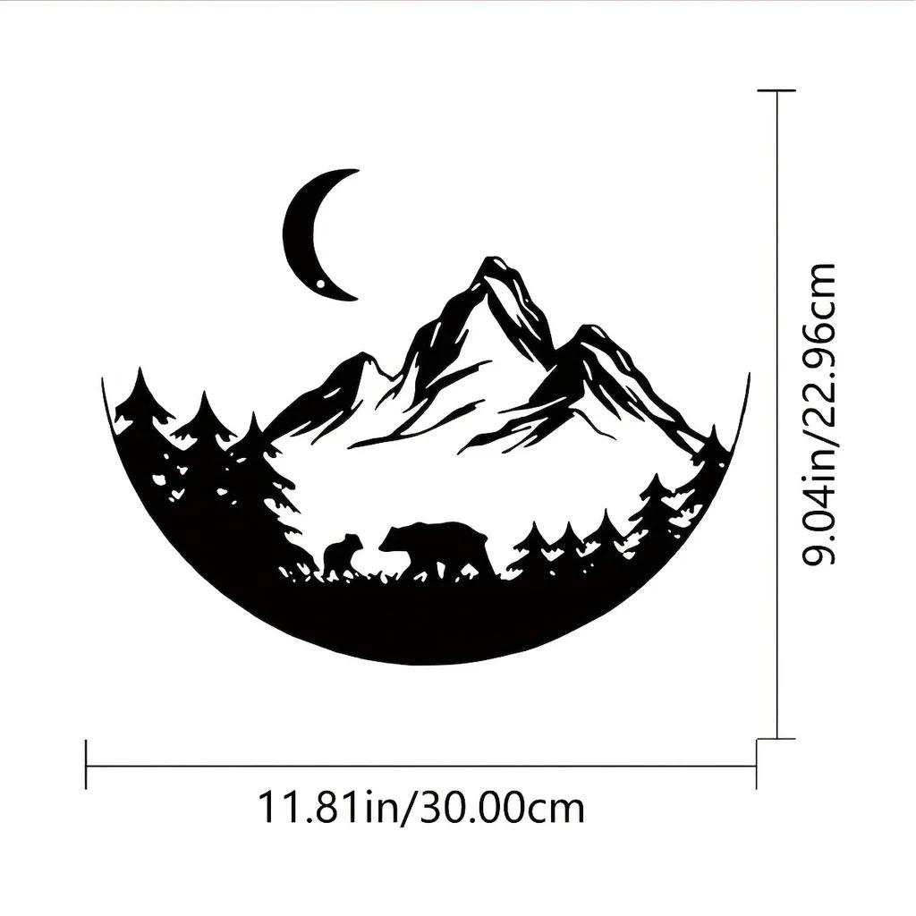 

1 шт. Настенное искусство на тему гор – черный классический декор для гостиной, элегантное внутреннее украшение, стильное металлическое настенное украшение светло-серый